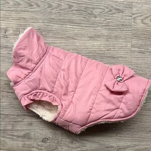 Pink Quilted Dog Vest with Bow